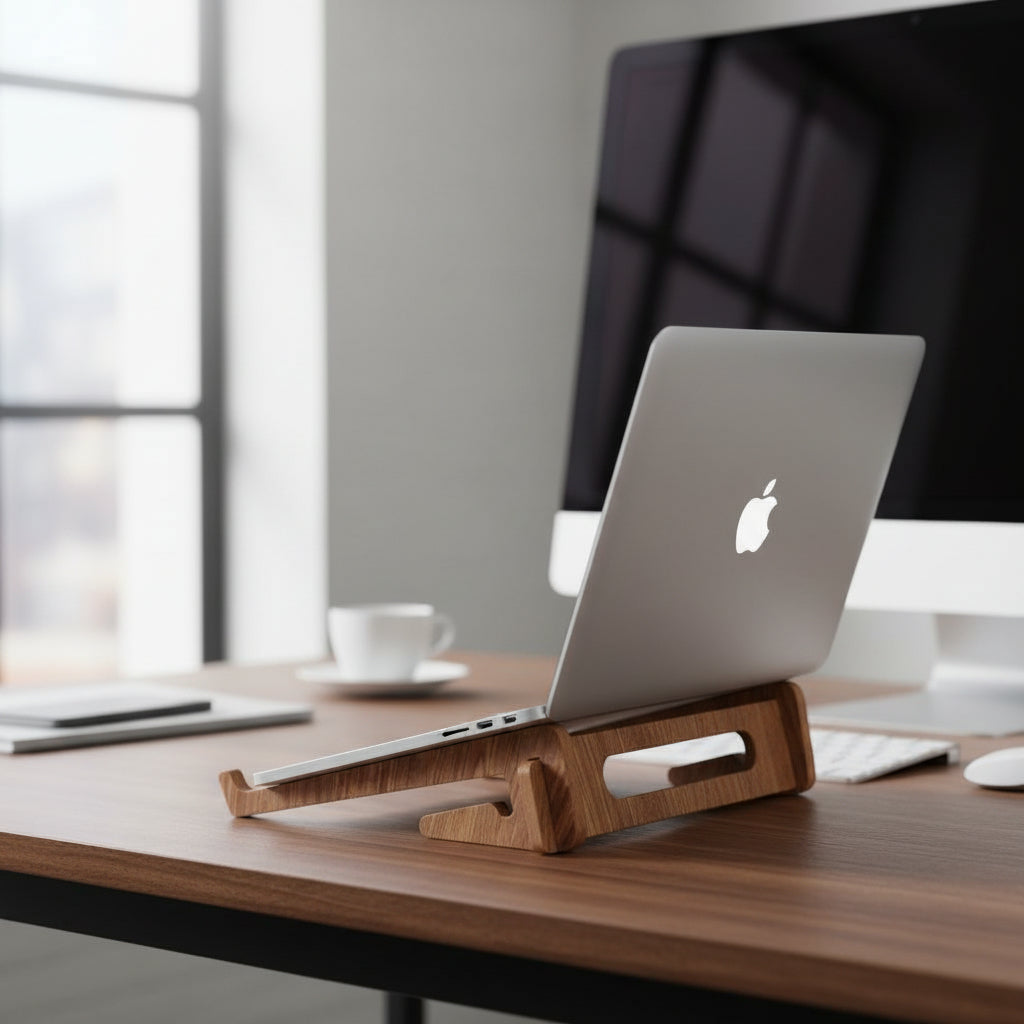 Ergonomik Ahşap Laptop Standı Laptop Yükseltici Dekoratif ve Tüm Modellerle Uyumlu