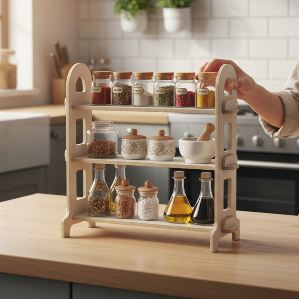 Ahşap Mutfak & Banyo Organizeri Çok Amaçlı Şık ve Modern Tasarım