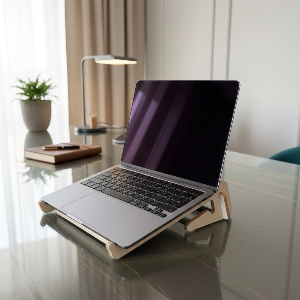 Ergonomik Ahşap Laptop Standı Laptop Yükseltici Dekoratif ve Tüm Modellerle Uyumlu