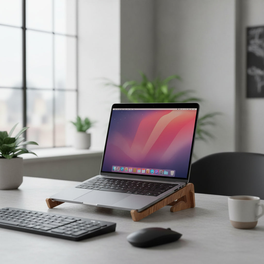 Ergonomik Ahşap Laptop Standı Laptop Yükseltici Dekoratif ve Tüm Modellerle Uyumlu