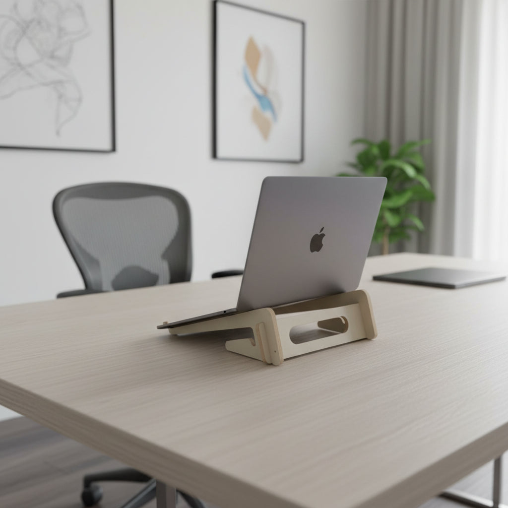 Ergonomik Ahşap Laptop Standı Laptop Yükseltici Dekoratif ve Tüm Modellerle Uyumlu