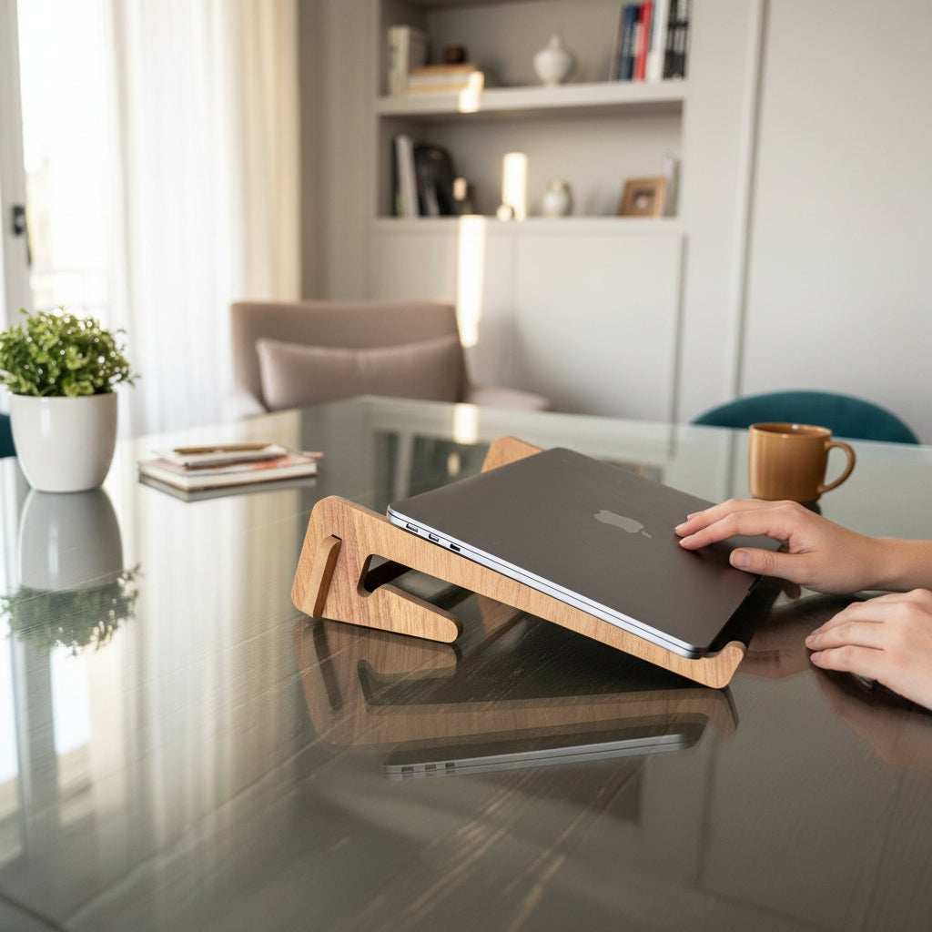 Ergonomik Ahşap Laptop Standı Laptop Yükseltici Dekoratif ve Tüm Modellerle Uyumlu
