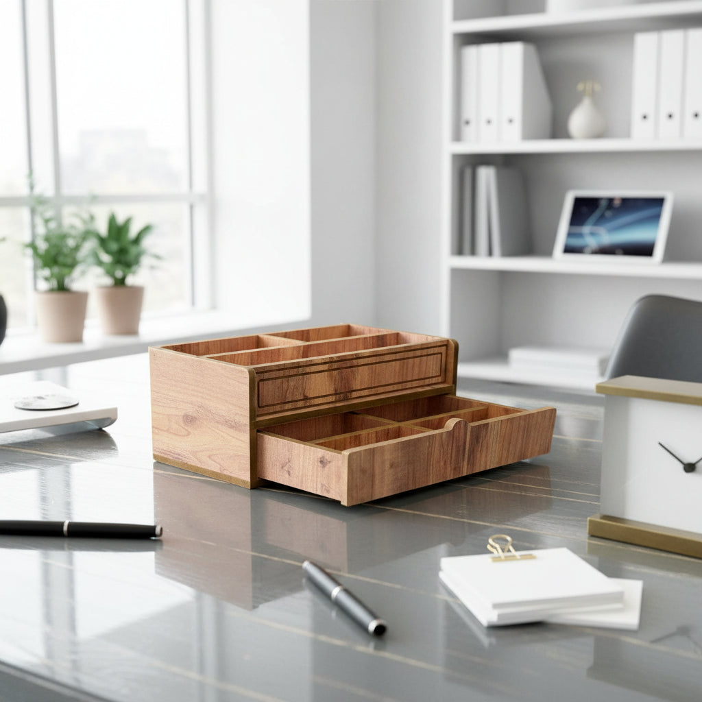 Çok Amaçlı Çekmeceli Ahşap Organizer Dekoratif Şık ve Premium Tasarım