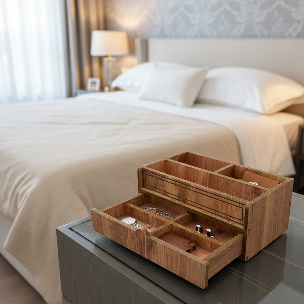 Çok Amaçlı Çekmeceli Ahşap Organizer Dekoratif Şık ve Premium Tasarım
