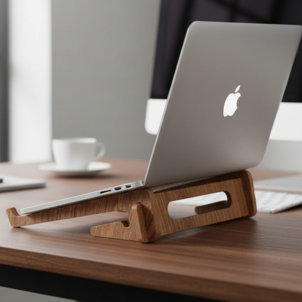Ergonomik Ahşap Laptop Standı Laptop Yükseltici Dekoratif ve Tüm Modellerle Uyumlu