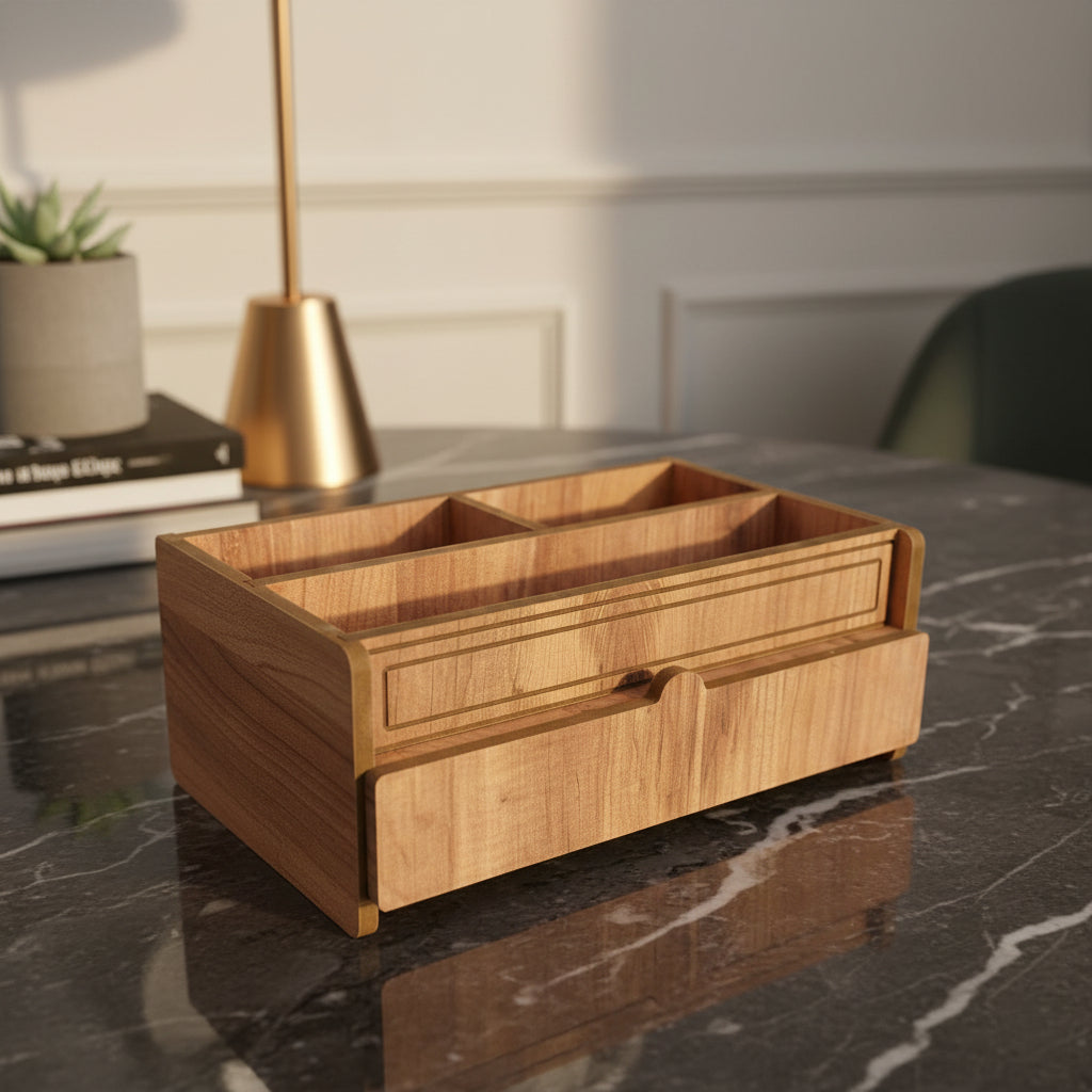 Çok Amaçlı Çekmeceli Ahşap Organizer Dekoratif Şık ve Premium Tasarım