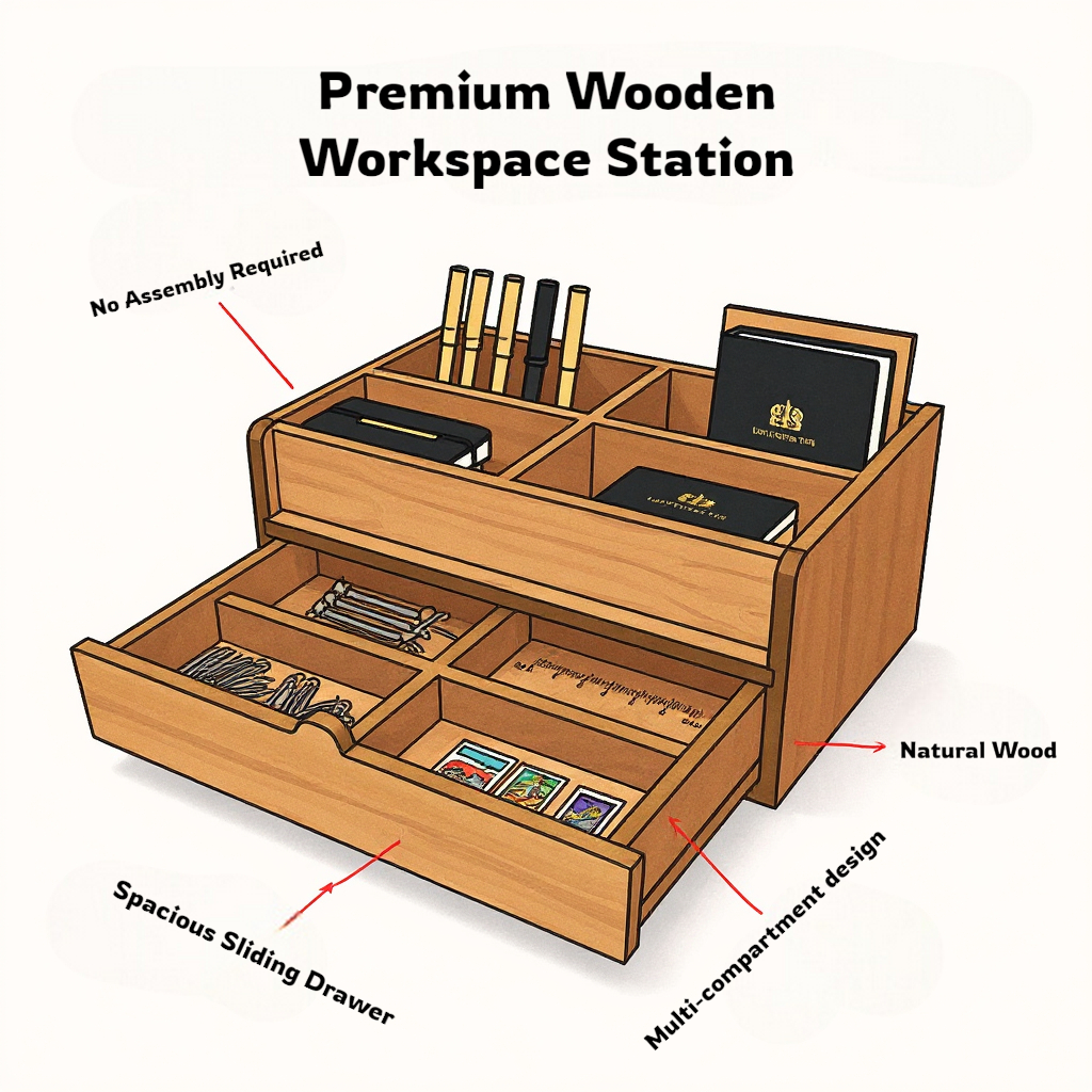 Çok Amaçlı Çekmeceli Ahşap Organizer Dekoratif Şık ve Premium Tasarım