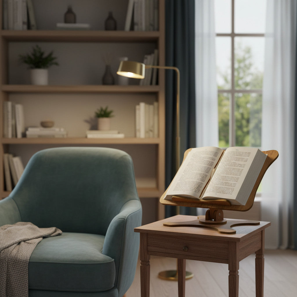 Ahşap Kitap Okuma Standı Yükseklik Ayarlanabilir Katlanabilir 360º Dönebilen Laptop Standı