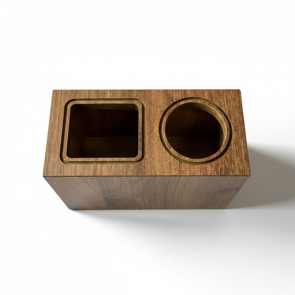 Ahşap Masaüstü Düzenleyici Organizer Çift Yuvalı Kalemlik